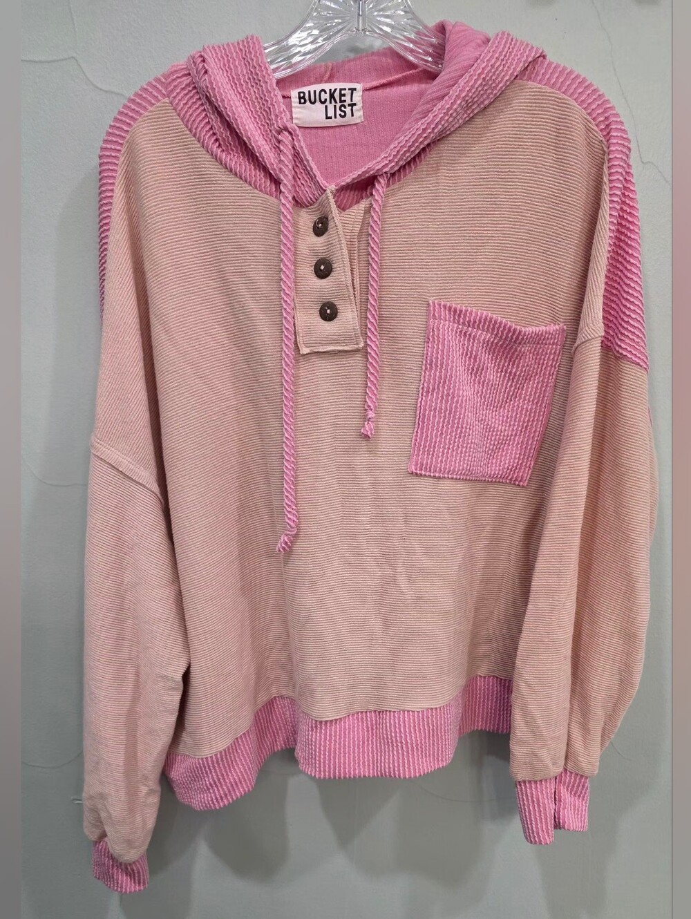 BUCKETLIST Colorblock Pink Hooded Pullover
